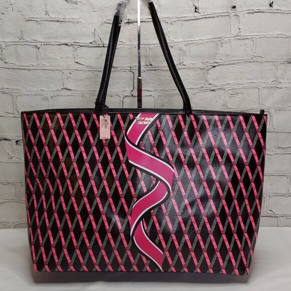 🎈HOLD🎈VICTORIA'S SECRET' TOP~ZIP CARRY~ALL TOTE BAG DOUBLE STRAP RIBBON LOGO - Picture 16 of 16